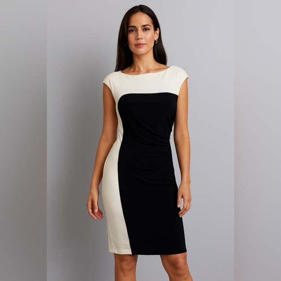 Vintage Lauren Ralph Lauren Women’s Shift Dress Size 16  Designer Ruched Party - Picture 1 of 7